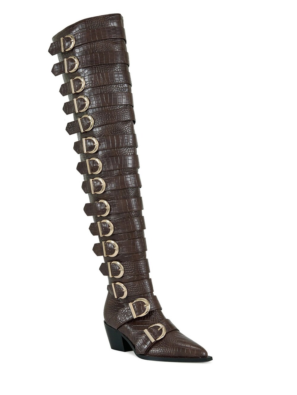 Tall Brown Buckled Knee-High Boot - Women